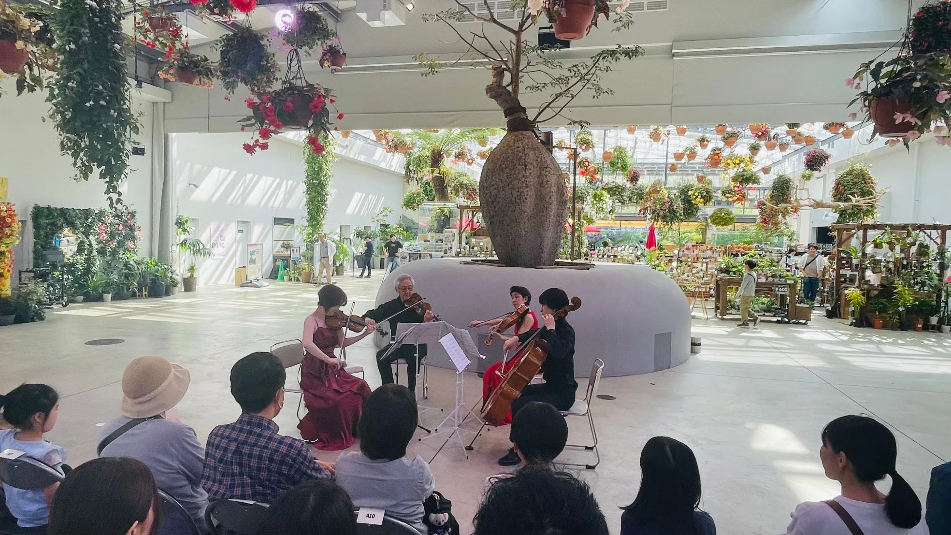 屋内植物園での弦楽四重奏イベント