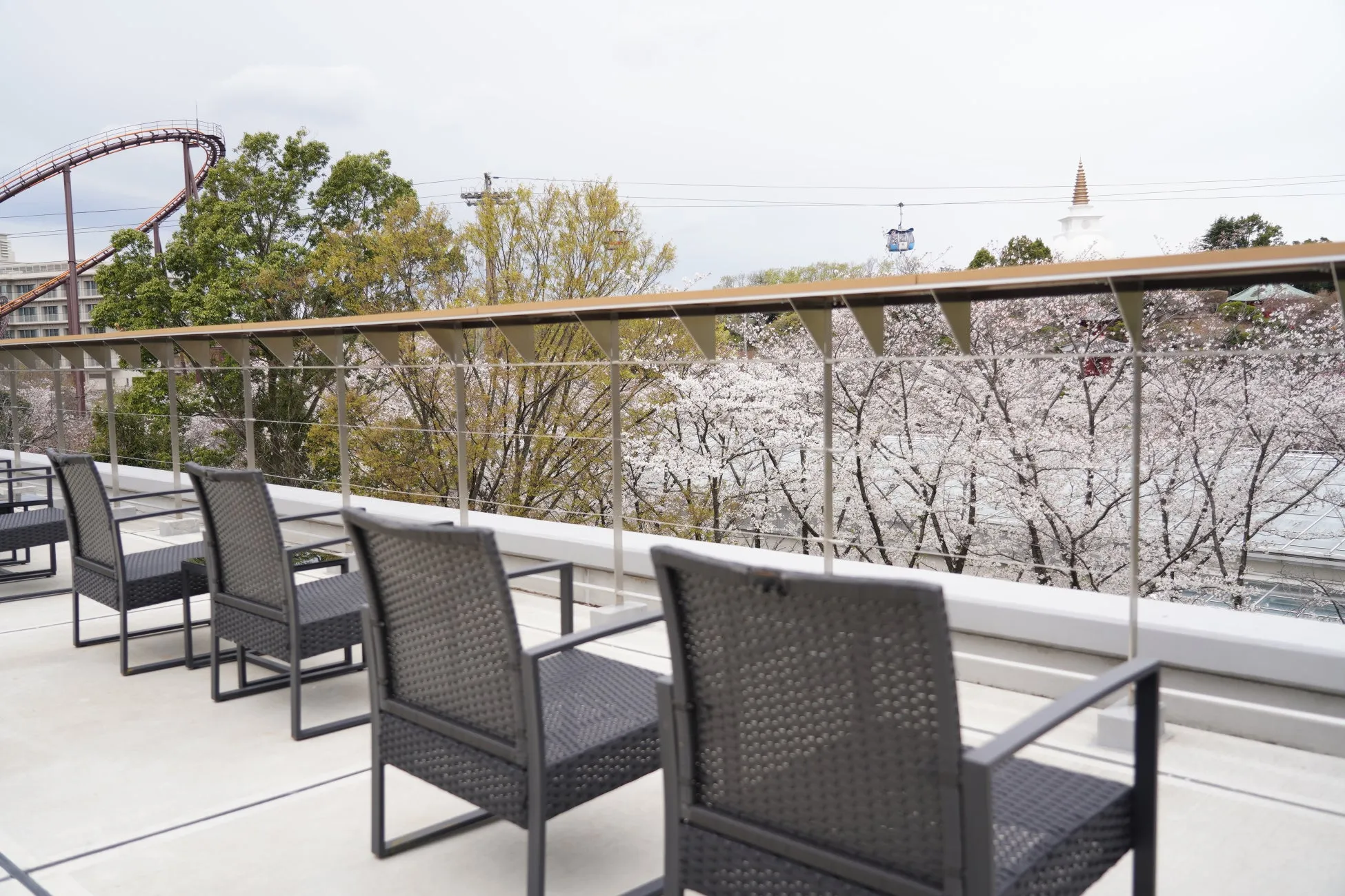 桜が見えるテラスの景観