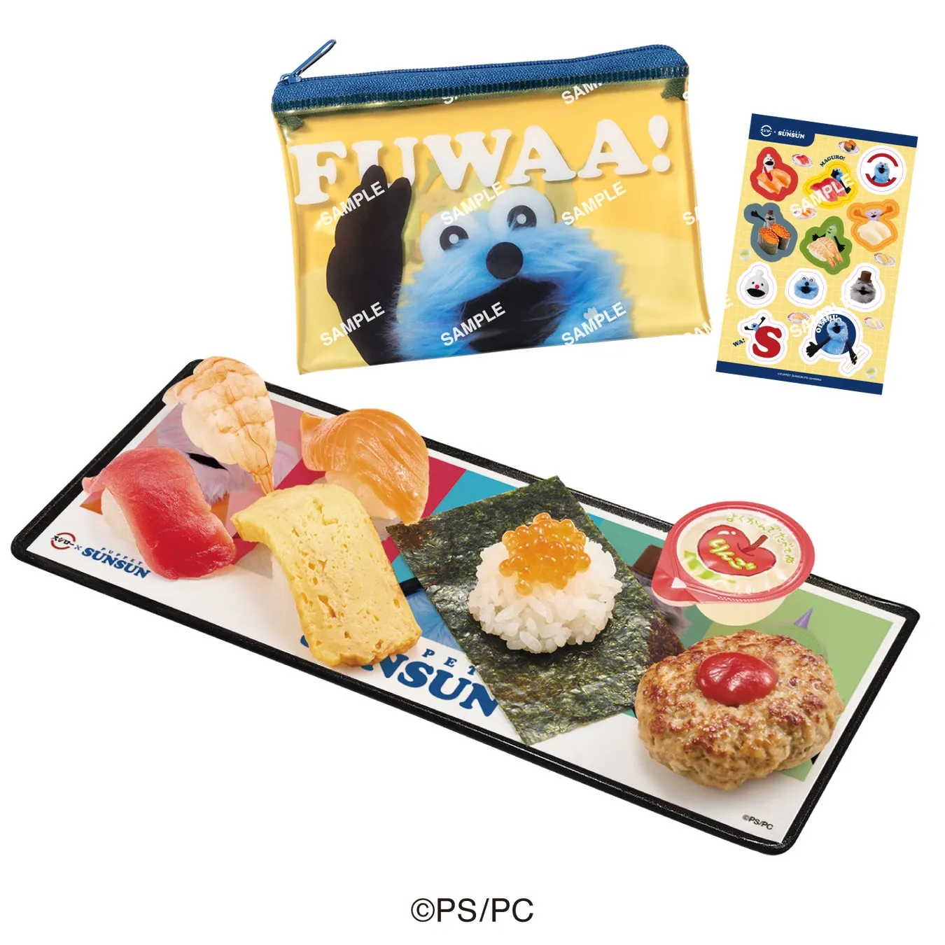 パペットスンスンコラボ限定クリアポーチ&シール付きぷちローセット