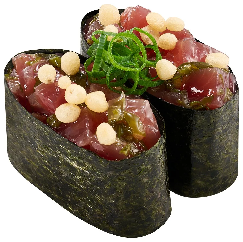 気仙沼産かつおとめかぶネバネバ軍艦の写真