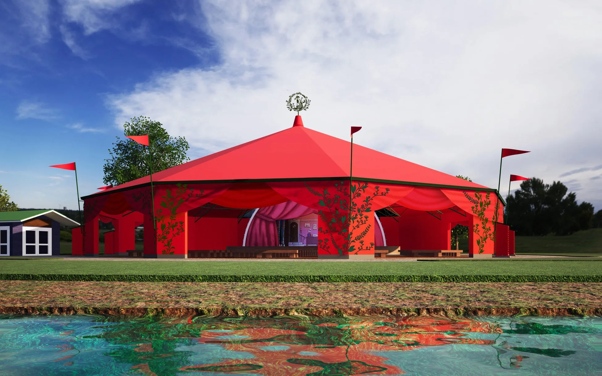 ムーミンバレーパーク7周年記念の赤いテント