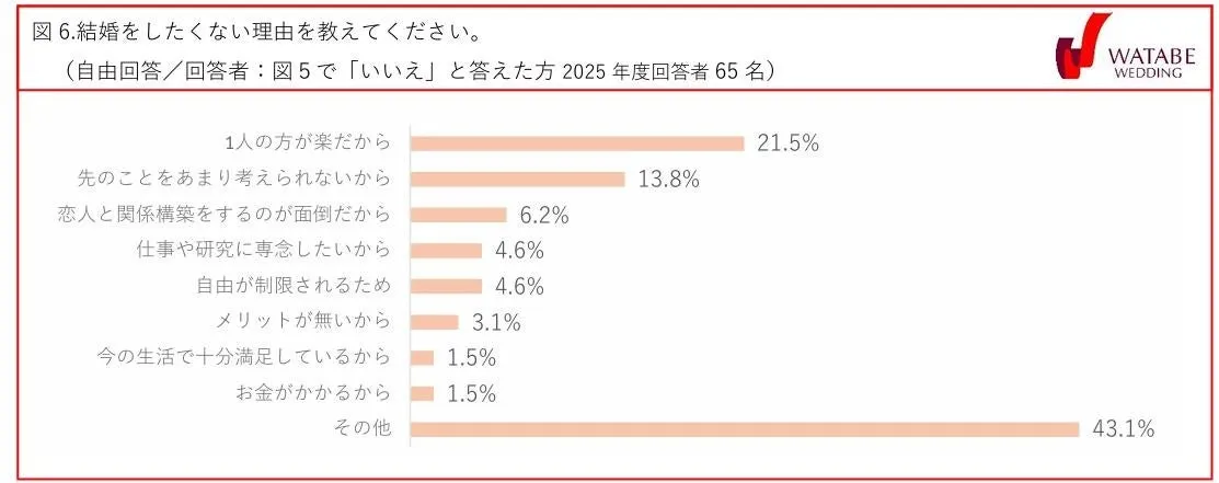 図6 結婚をしたくない理由（2025年度回答者65名）
