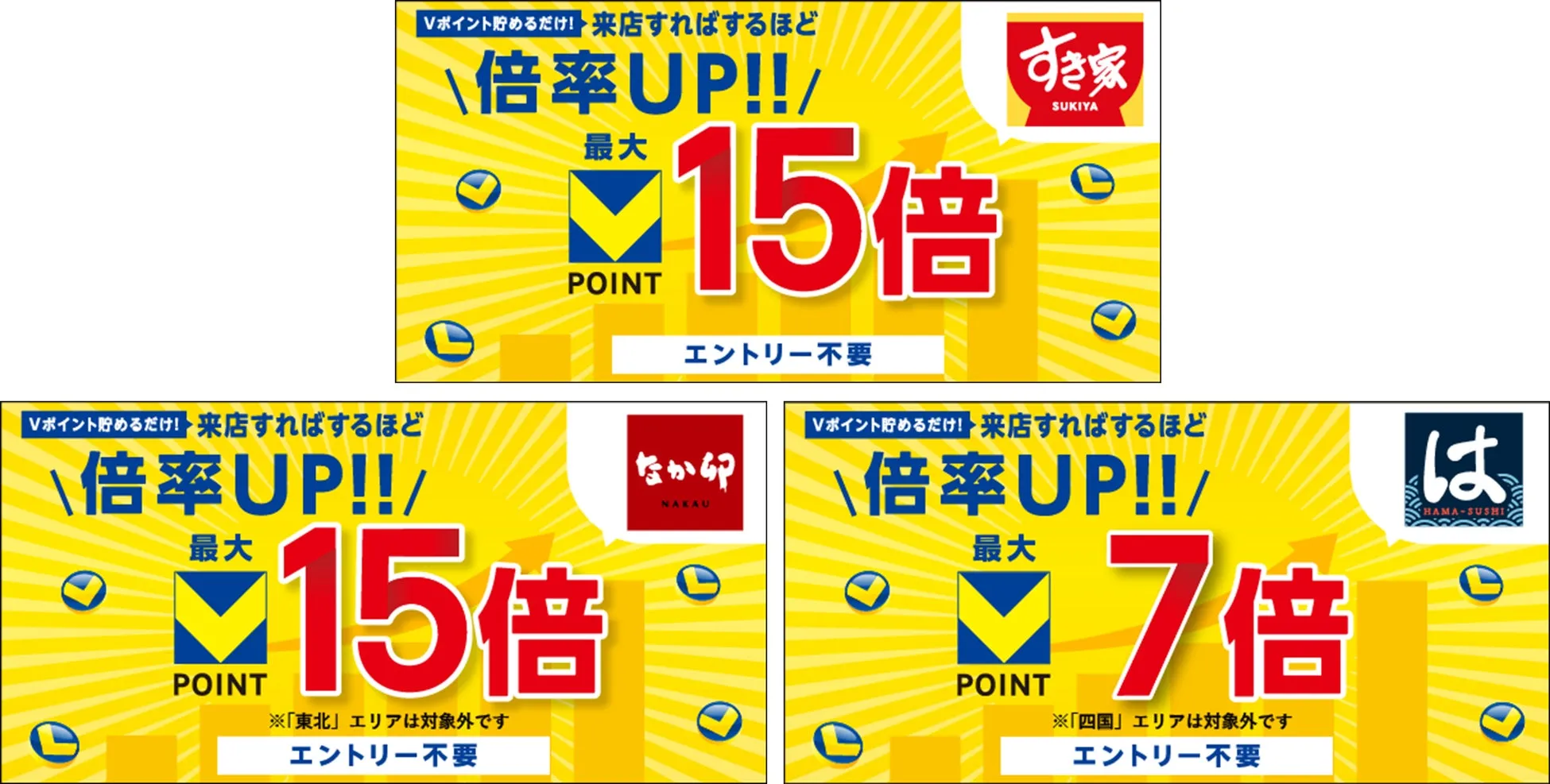 すき家・なか卯・はま寿司のVポイントキャンペーン告知ビジュアル