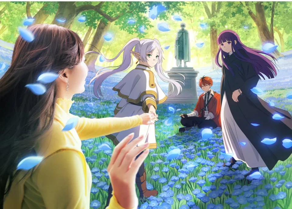 葬送のフリーレンのキャラクター達と現実の人が交流するシーン