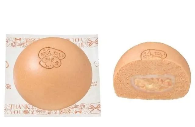 めんたいもちまんの外観と断面