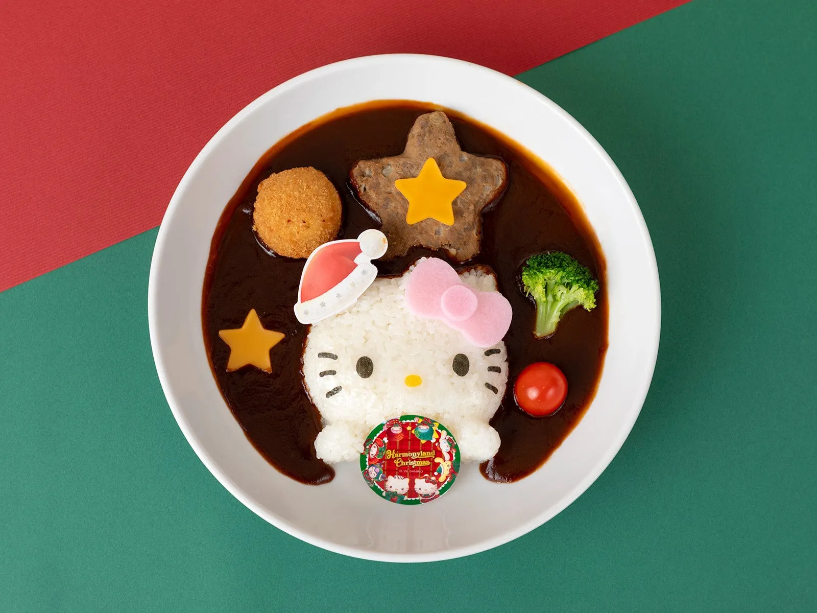 ハーモニーランドのキャラクター形ライスとクリスマス料理