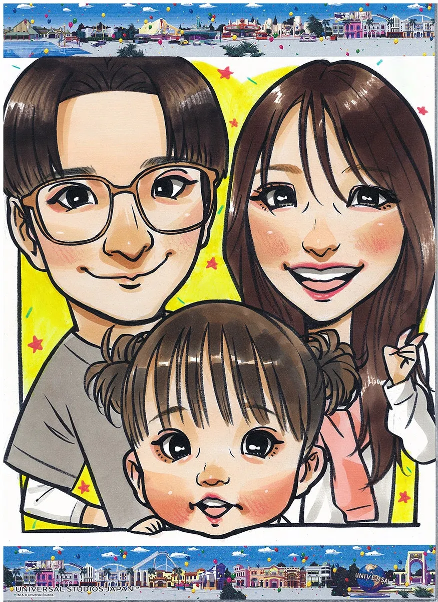 家族のイラストが描かれた冬グッズ
