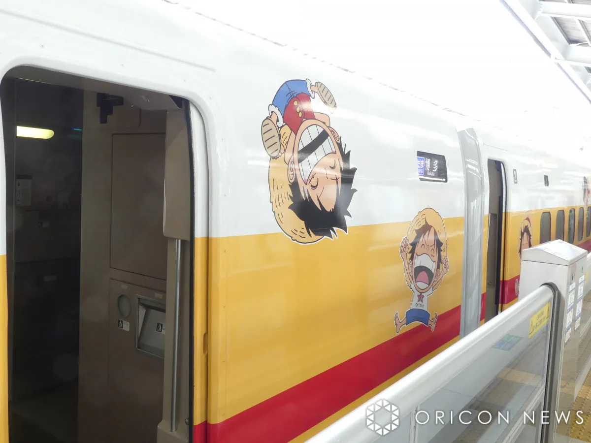 JR西日本、『ONE PIECE新幹線』「モンキー・D・ルフィ号」きょうからデビュー　車体に32体のルフィ
