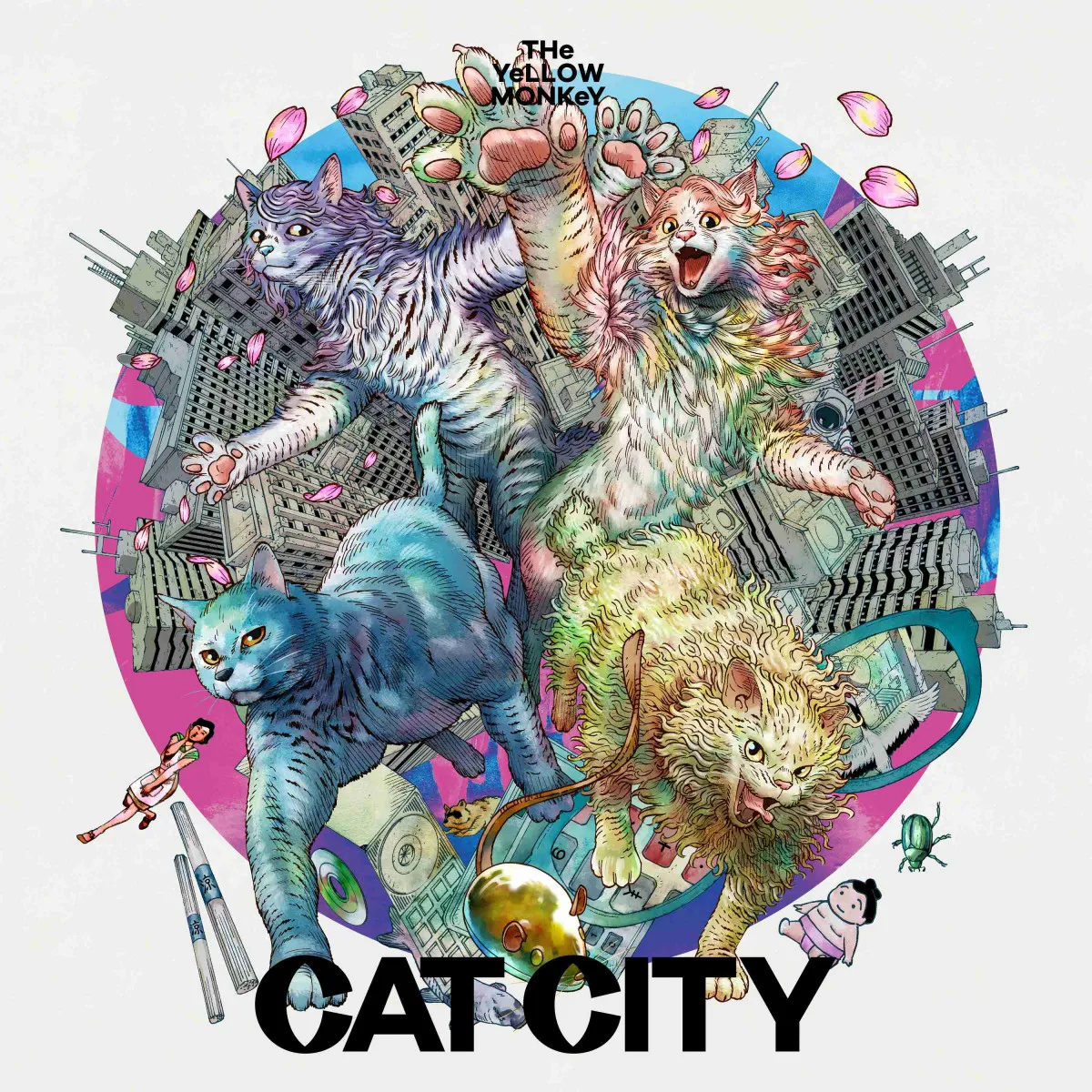 THE YELLOW MONKEY、話題の新曲「CAT CITY」ジャケット公開　メンバーが“猫化”した描き下ろしイラストに