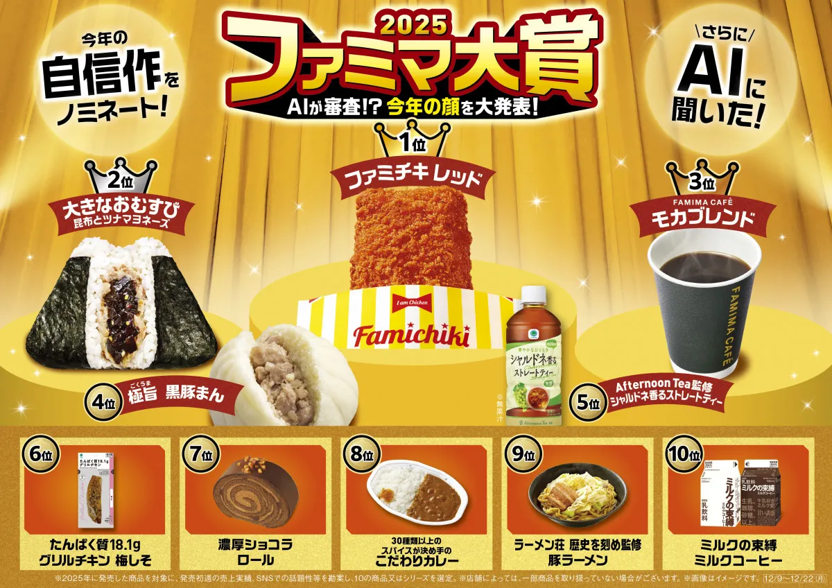 ファミマ大賞2025が発表、No.1は「ファミチキレッド」　AIによるSNSトレンド予測と売上など数値との掛け合わせで算出
