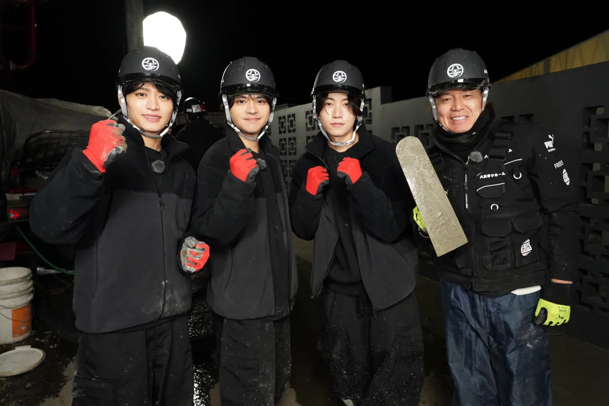 timelesz佐藤勝利・橋本将生・猪俣周杜、ヒロミリホームに助っ人参戦　門の塗装＆生コンクリート流し込み