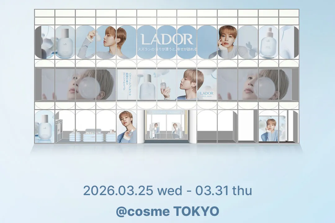 BTS・Jimin、＠cosme TOKYOに巨大ビジュアル　LADORポップアップストア開催