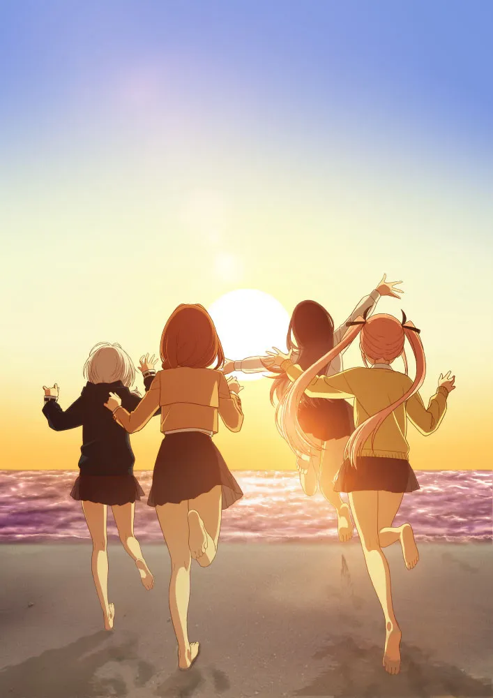 『真夜中ハートチューン』第2期制作決定ビジュアル＆特別映像公開　夕日に向かって海辺を走るヒロインたち