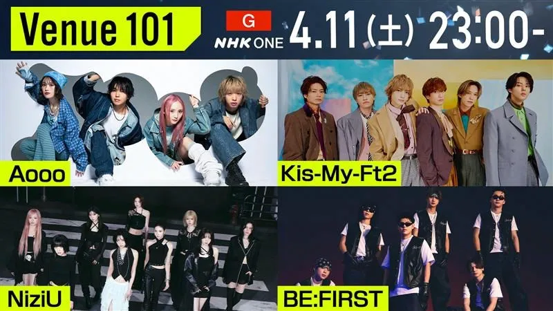 『Venue101』4・11放送回のゲストはKis-My-Ft2、NiziU、BE:FIRSTら　Aoooが初登場