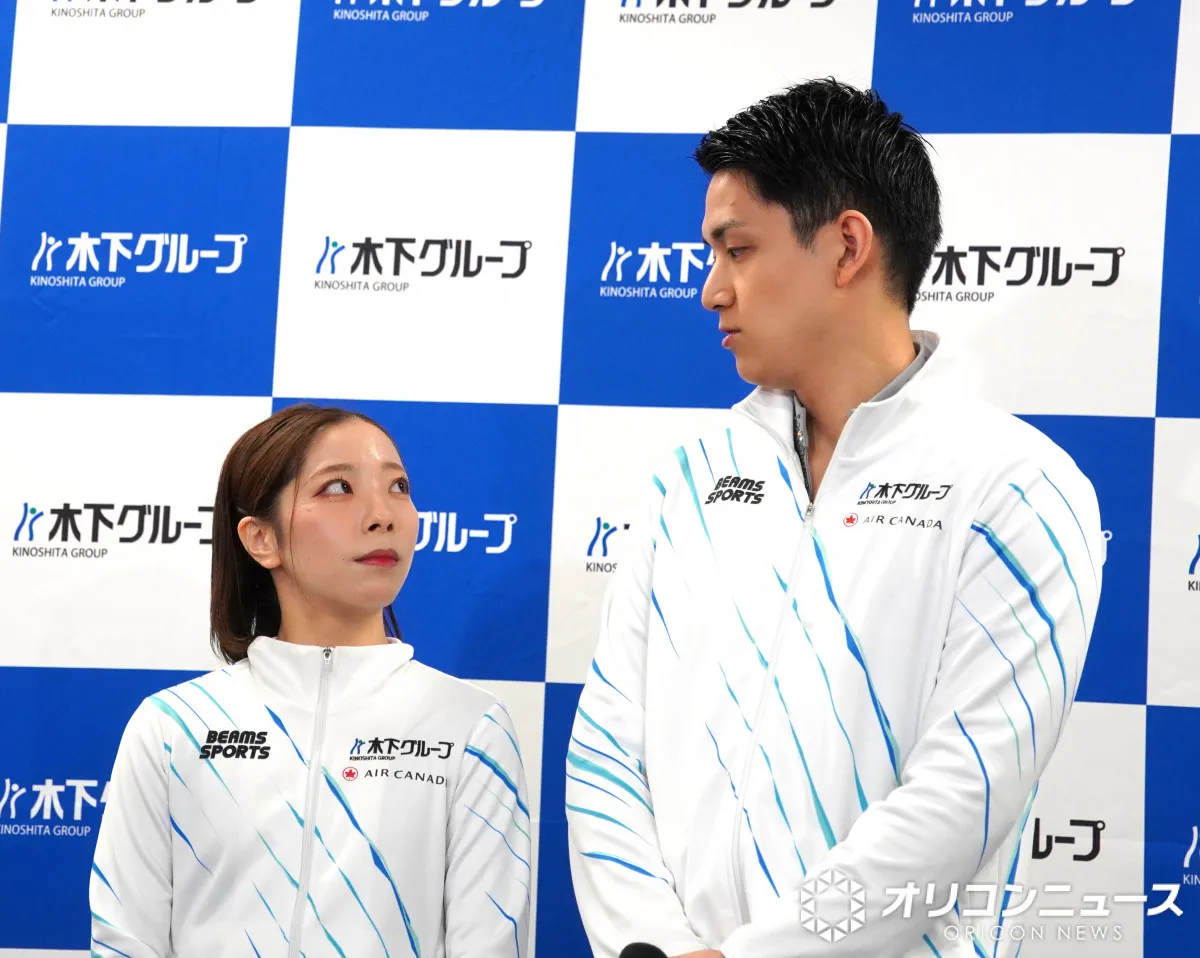 “りくりゅう”三浦璃来＆木原龍一、木下グループ入社式にサプライズ登場　パフォーマンス披露