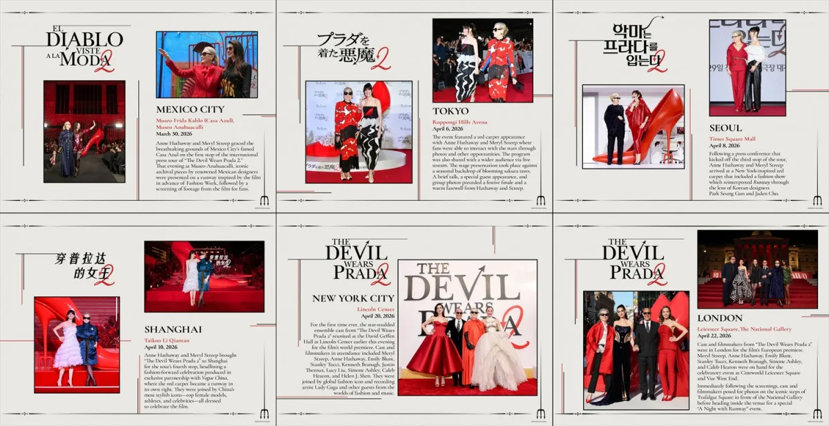 『プラダを着た悪魔2』メキシコ・東京・ソウル・上海・NY・ロンドンで魅せたメリル＆アンの華麗すぎるルックブック