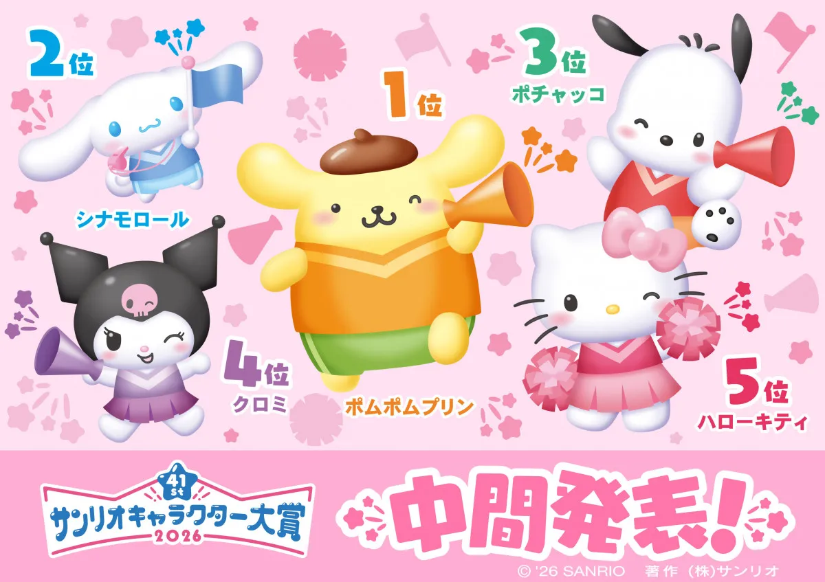 【中間発表】「2026年サンリオキャラクター大賞」上位20位　「ポムポムプリン」が逆転し1位に