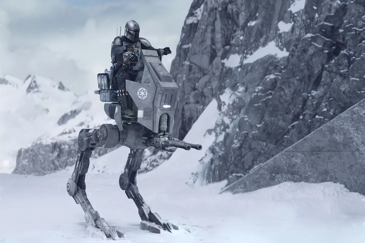 マンダロリアン＆グローグーがAT-ATと激突　『スター・ウォーズ／帝国の逆襲』彷彿の雪山戦本編映像解禁