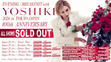 YOSHIKIの“世界一豪華なディナーショー”100回記念公演、全5公演が一般発売前に完売