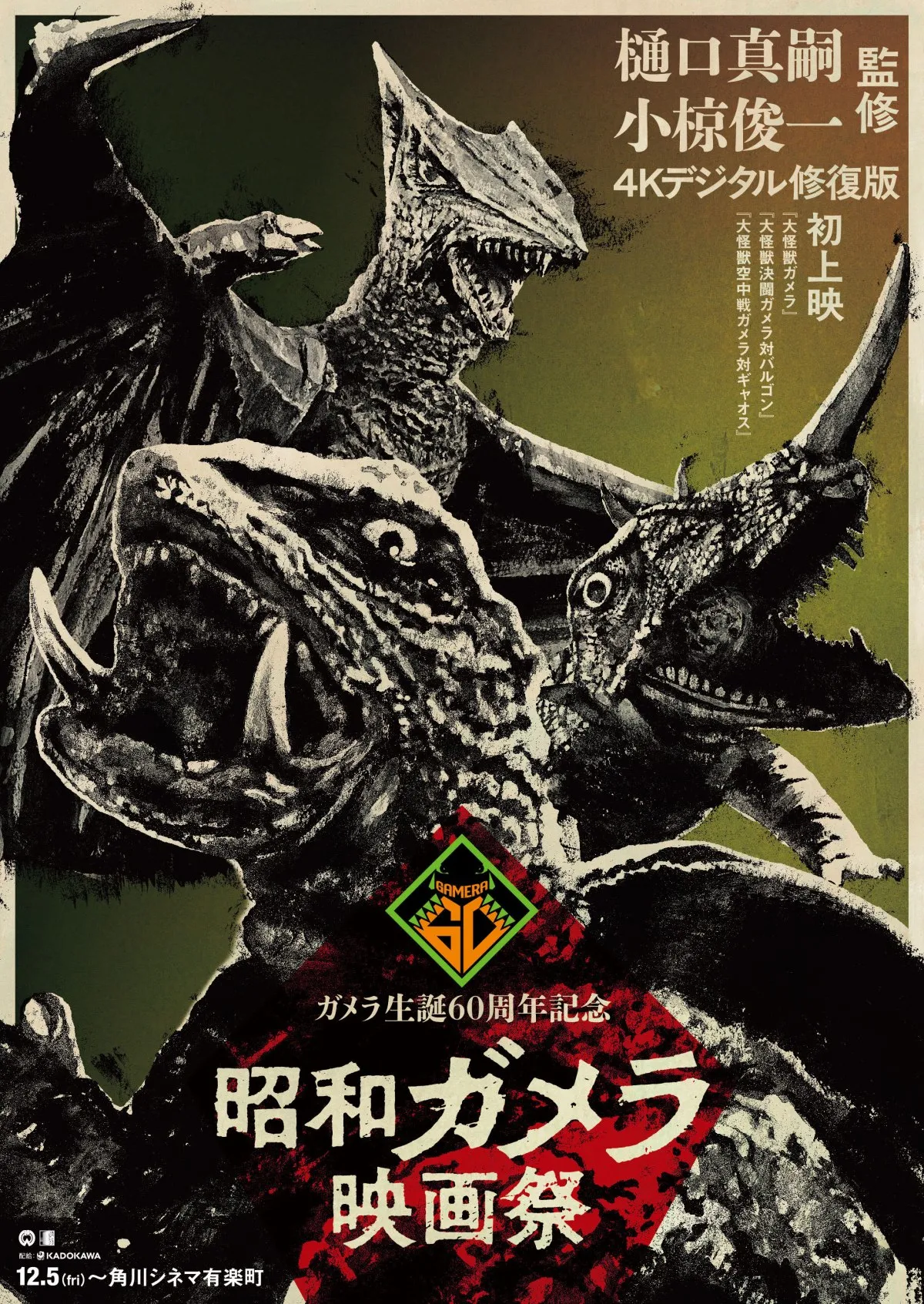 昭和『ガメラ』3作品が4Kデジタル修復　ガメラ、バイラス、ギャオスが令和に復活　監修は樋口真嗣監督×小椋俊一氏