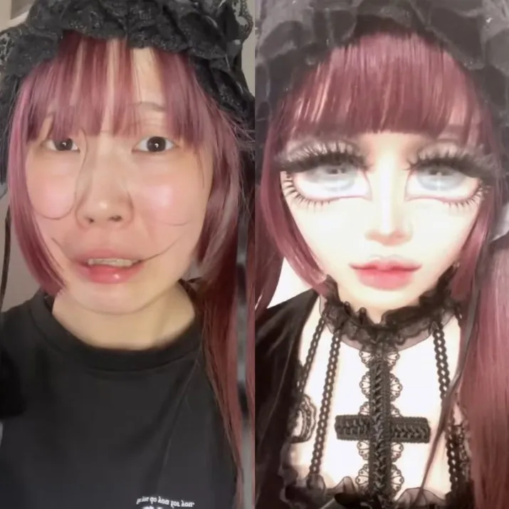 “ゴスロリ”メイク系魔法少女＆半顔ものまねメイクの達人、再生数600万超えの技術に反響　コンプレックスを解消した女性たちの心の内とは？