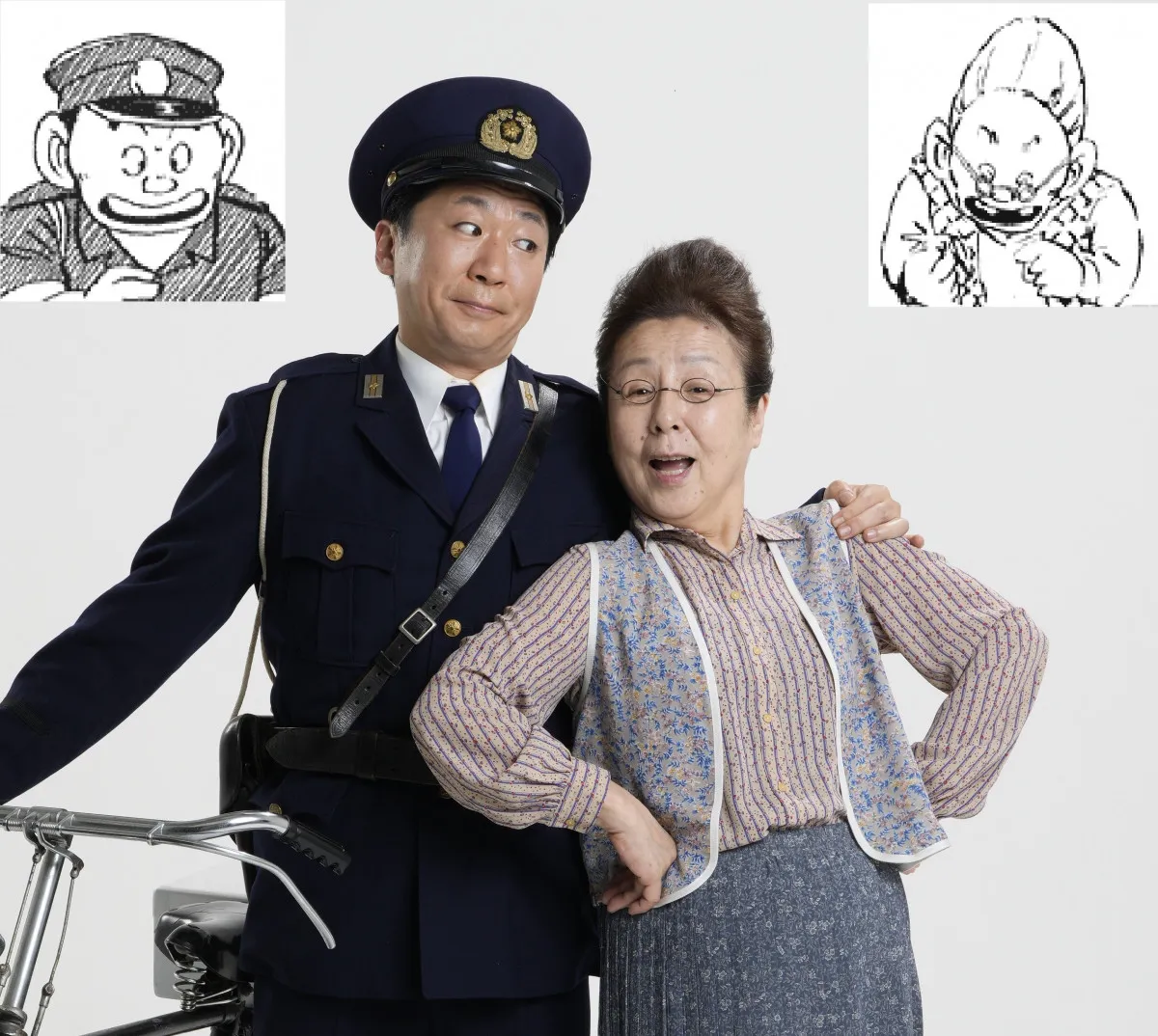 舞台『じゃりン子チエ』ミツル（曽我廼家一蝶）扮装ビジュアル　母のタカ（紅萬子）も