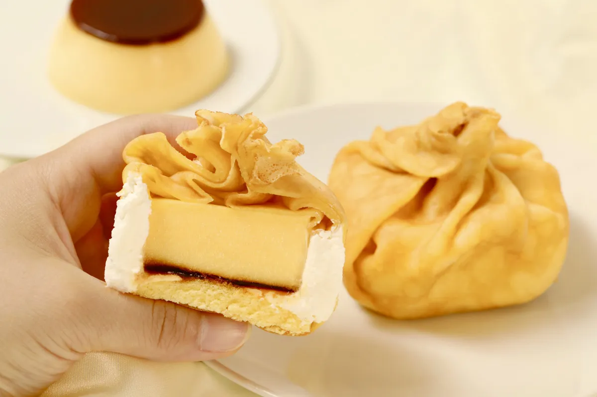 パステルにプリンをクレープでまるごと包んだ新スイーツが登場　“まるでプリン”なシュークリームも