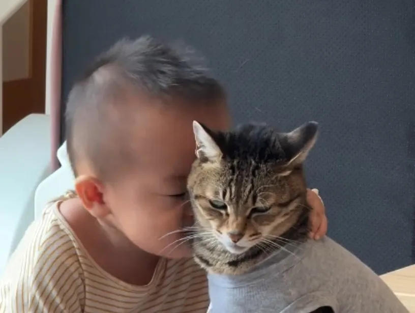 “すりすりすり”1歳男児が猫を堪能 癒やしの瞬間が話題「わかるわー、やりたくなるよねー」「あぁ可愛すぎるよ」