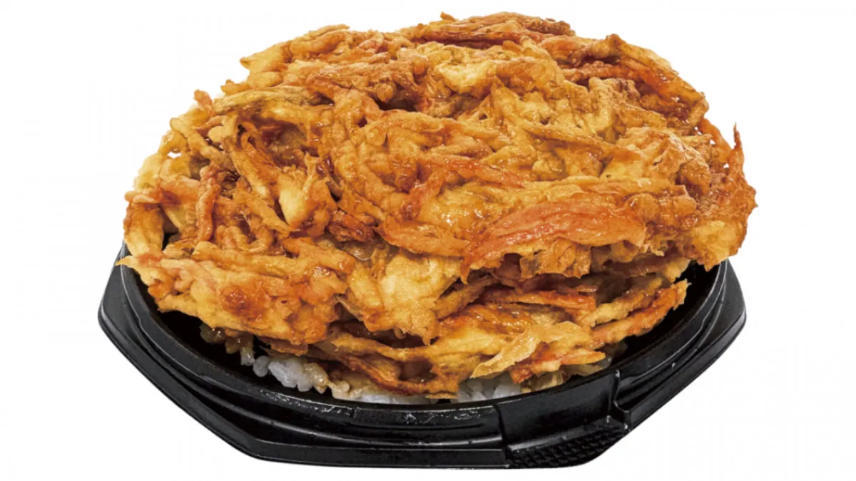 かき揚げ＆揚げ物がふたに収まりきらない…　ローソンストア100から「爆盛丼」2品登場