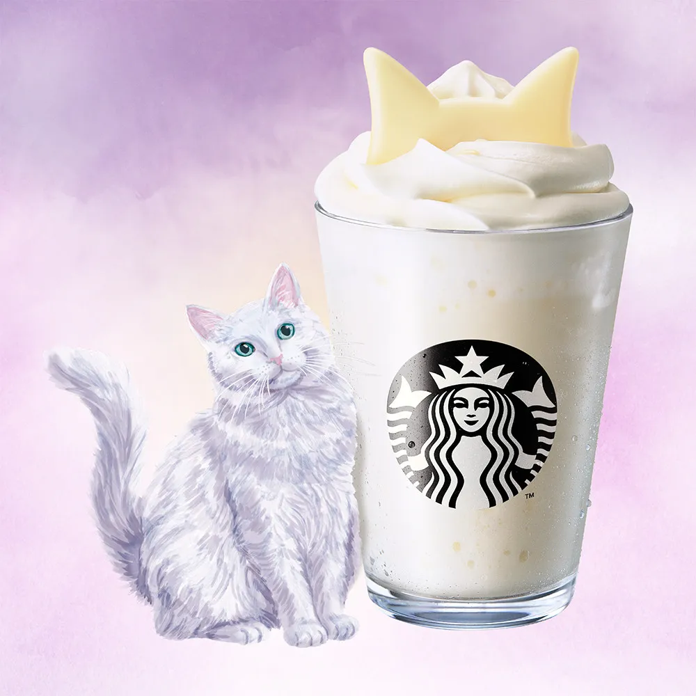 【スタバ】自分だけの“推し猫”フラペが作れる『ねこ耳カスタマイズ』登場　黒猫・白猫・三毛猫風の一杯に
