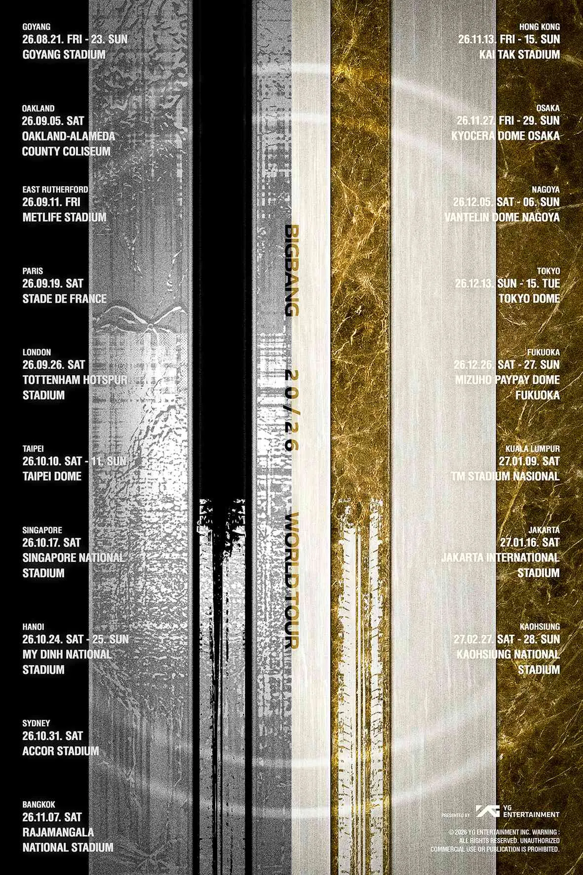 BIGBANG、ワールドツアー日本公演は11月より4大ドームで開催　全10公演
