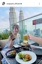 能條愛未、中村橋之助との新婚旅行の“マレーシア編”写真を公開「とにかくご飯が美味しい」「橋之助さんよりも食べてましたし…」