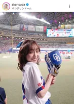 須田亜香里、始球式で“大胆”投球フォーム披露　ネットも驚き「ヤバい」「前回より高く上がってますね」「アニメの世界」