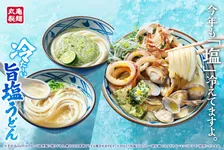 丸亀製麺“夏の新定番”『冷たーい旨塩うどん』が今年も登場　昆布とホタテのうまさ際立つ3種