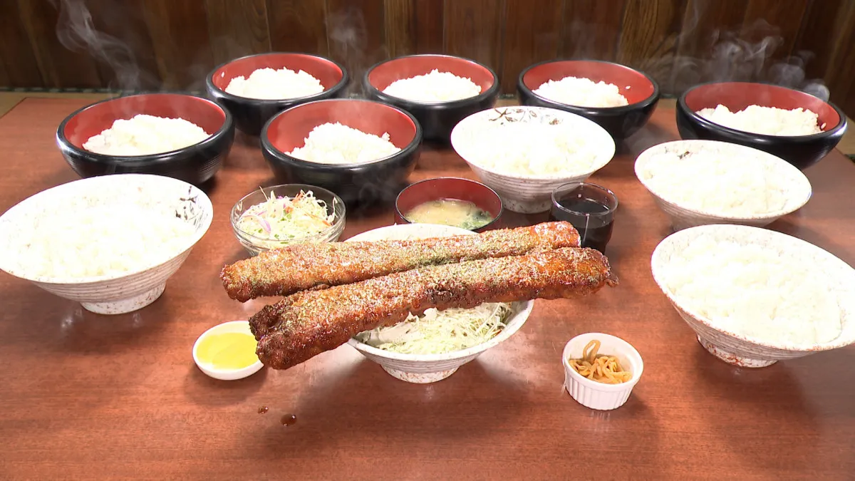 『オモウマい店』ご飯10杯おかわり無料　長さ30センチの豚バラのった「ビッグカツ丼」1600円
