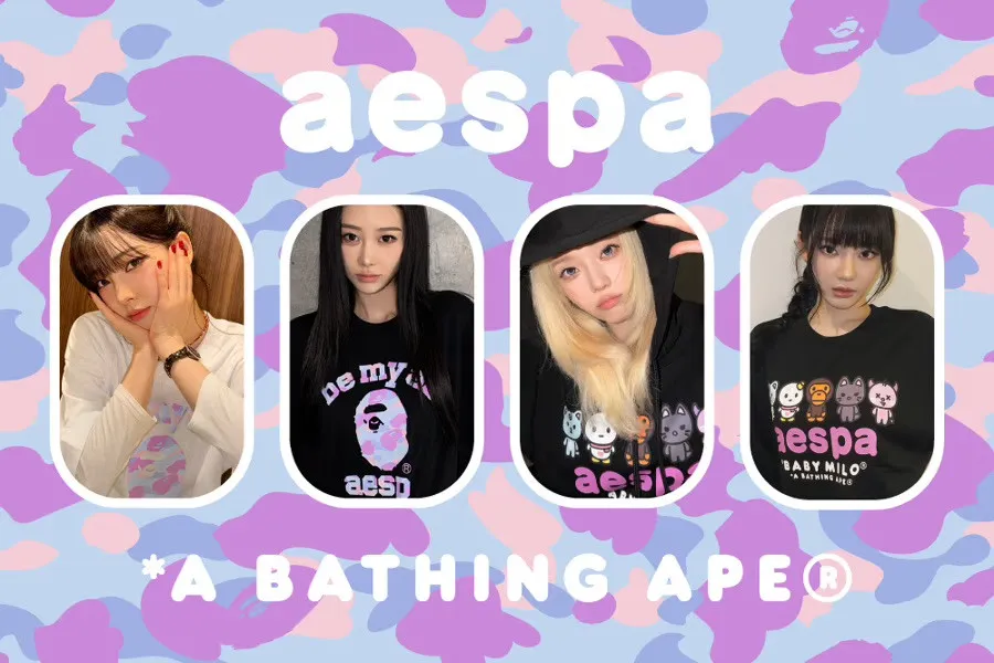 「BAPE X aespa」コラボレーションの限定コレクション発表　Tシャツ、フーディ、アクセ展開