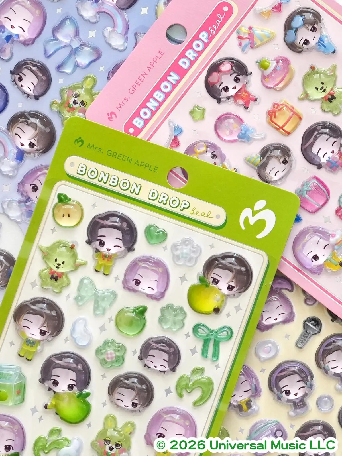 Mrs. GREEN APPLE、ボンボンドロップシール“全4種”発売へ　9月下旬に先行抽選販売【デザイン一覧】