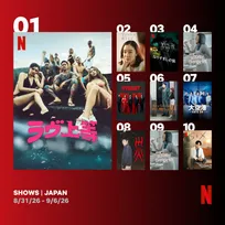 Netflix週間視聴ランキング（番組）：『ラヴ上等』5週連続1位　『なりすましの鼠』が3位初登場【8/31/26 - 9/6/26】