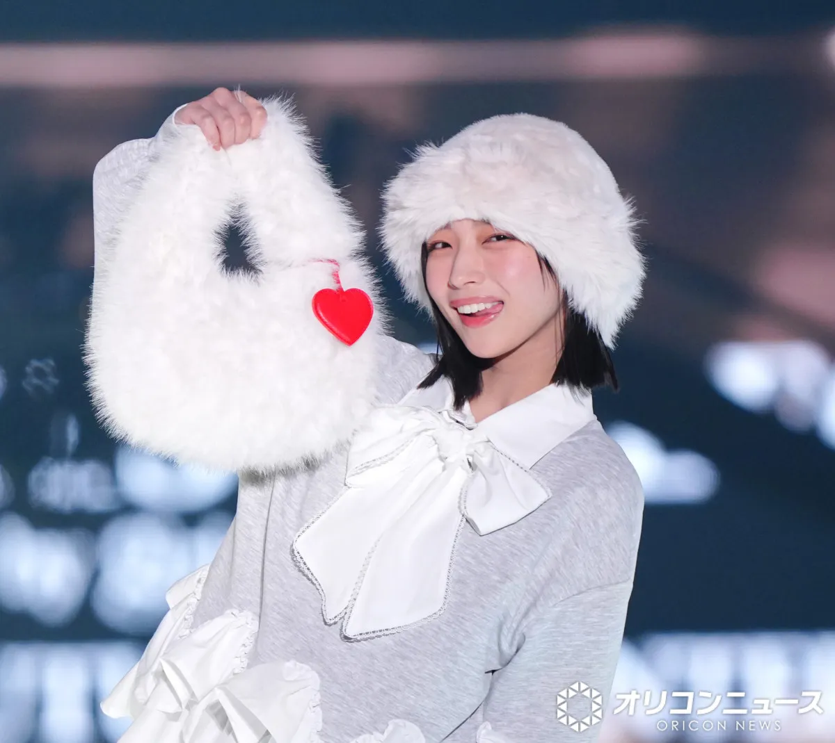 【TGC】日向坂46・大野愛実、TGC初登場でペロリ舌出し　ふわふわ帽子×でかリボンでガーリールック