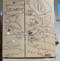 母が寝込んでいる間に冷蔵庫が“サメだらけ”に…8歳息子が描いたアート「どうにかして永久保存出来ないものか」