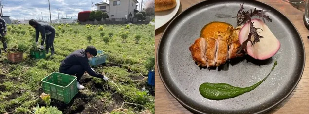 SDGs活動を行う神奈川大学サッカー部と、地産地消の料理を提供するレス...