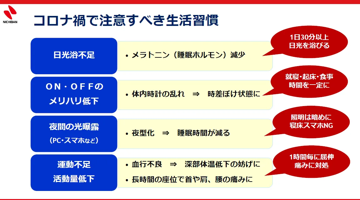 コロナ禍で注意すべき生活習慣