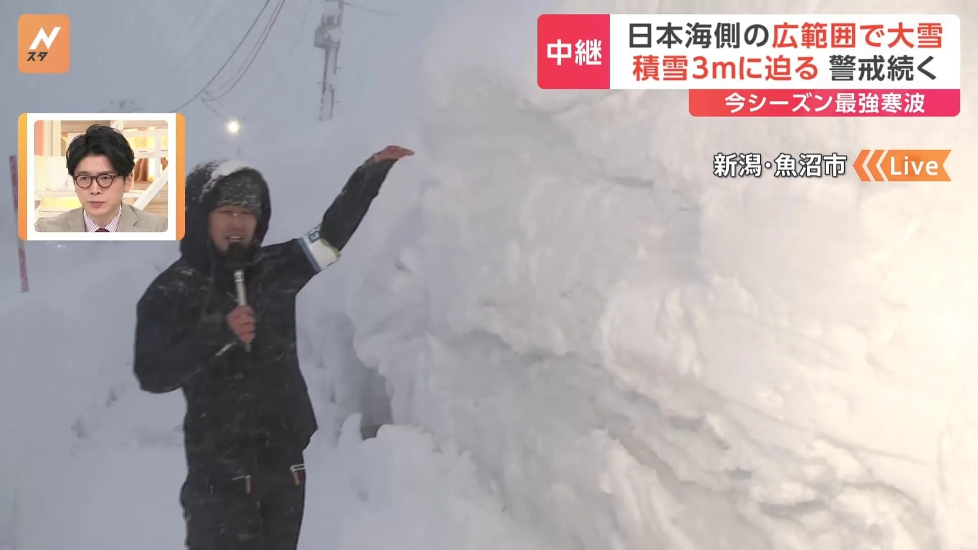 【最強･最長寒波】新潟・魚沼市は積雪3mに迫る　日本海側の広範囲で大雪