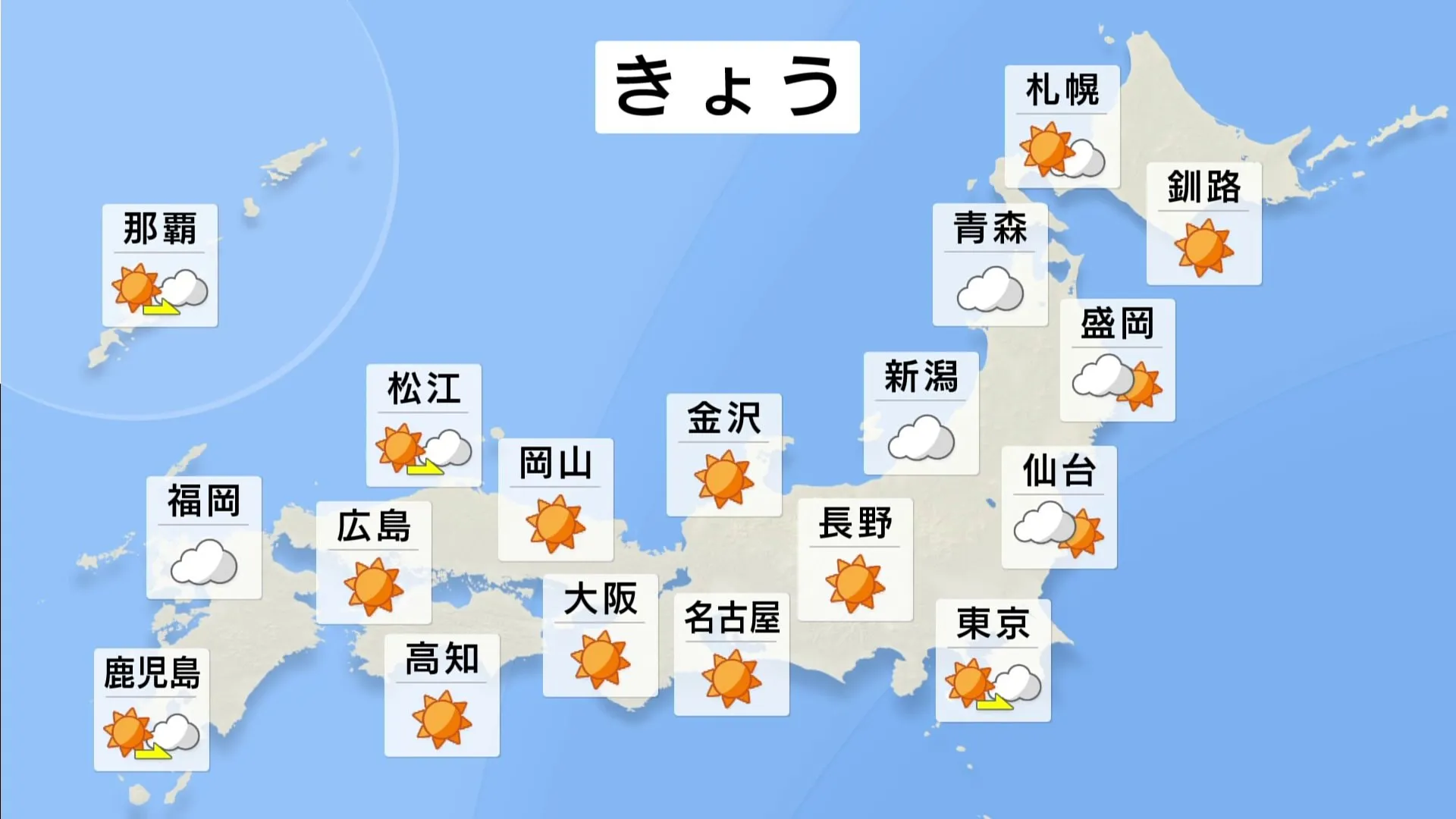 きょう（18日）の天気　高気圧に覆われて広く晴れ　西日本から北陸の日本海側も穏やかに晴れる見込み