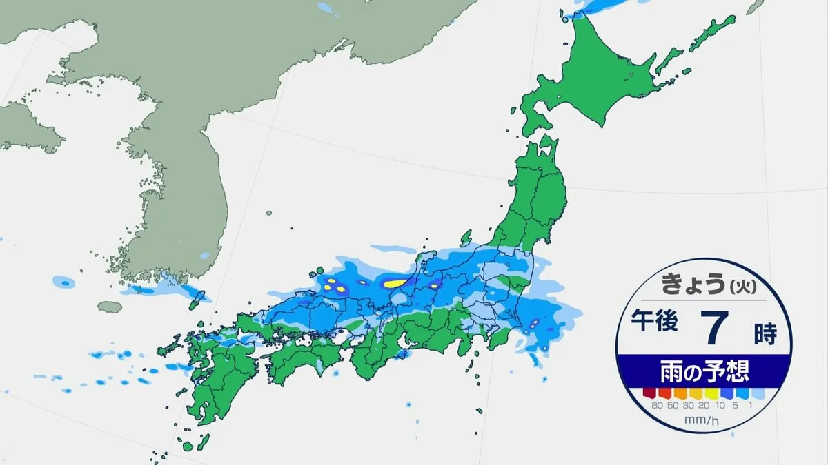 西～東日本　夜にかけて雨雲広がる　本降りになる所も　日本海側では雨脚強まる