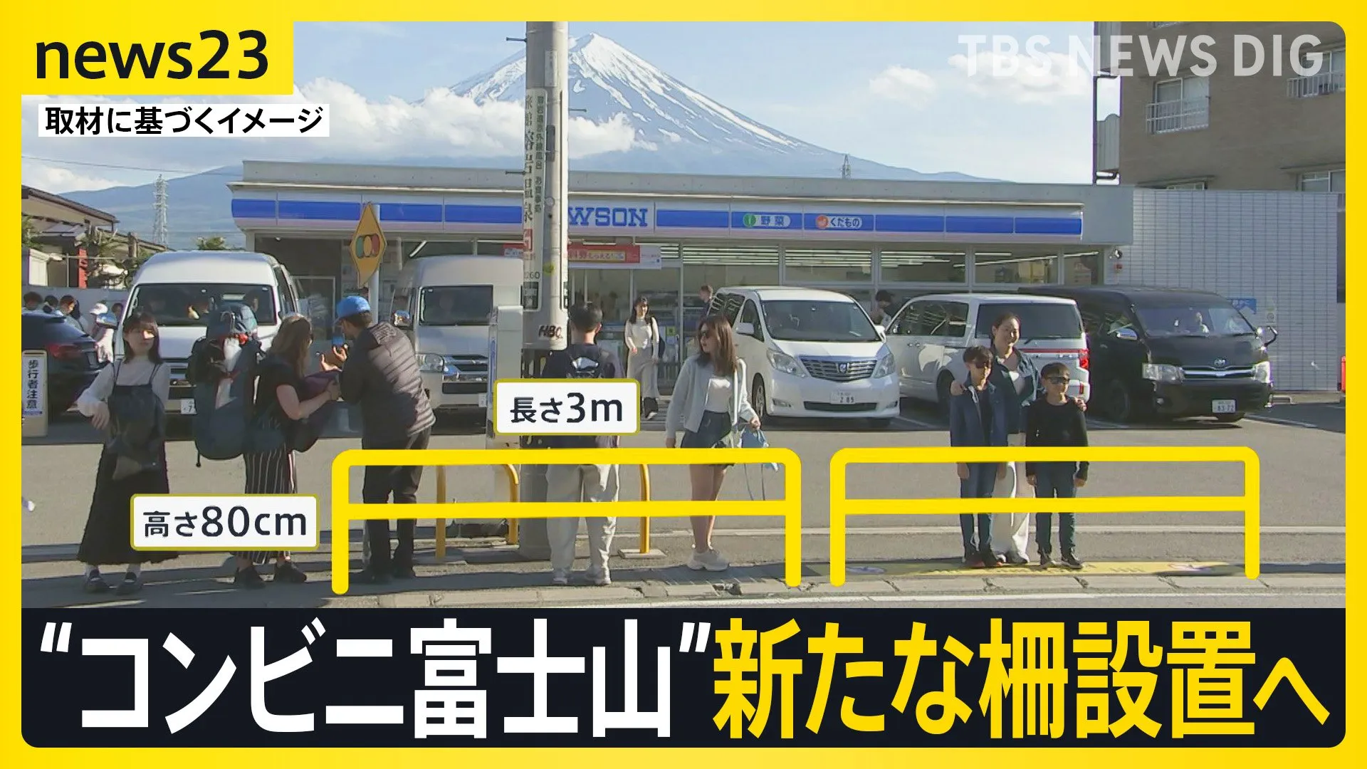 “コンビニ富士山”新たな柵を設置へ 危険行為が後を絶たず横断歩道の色変更を検討【news23】