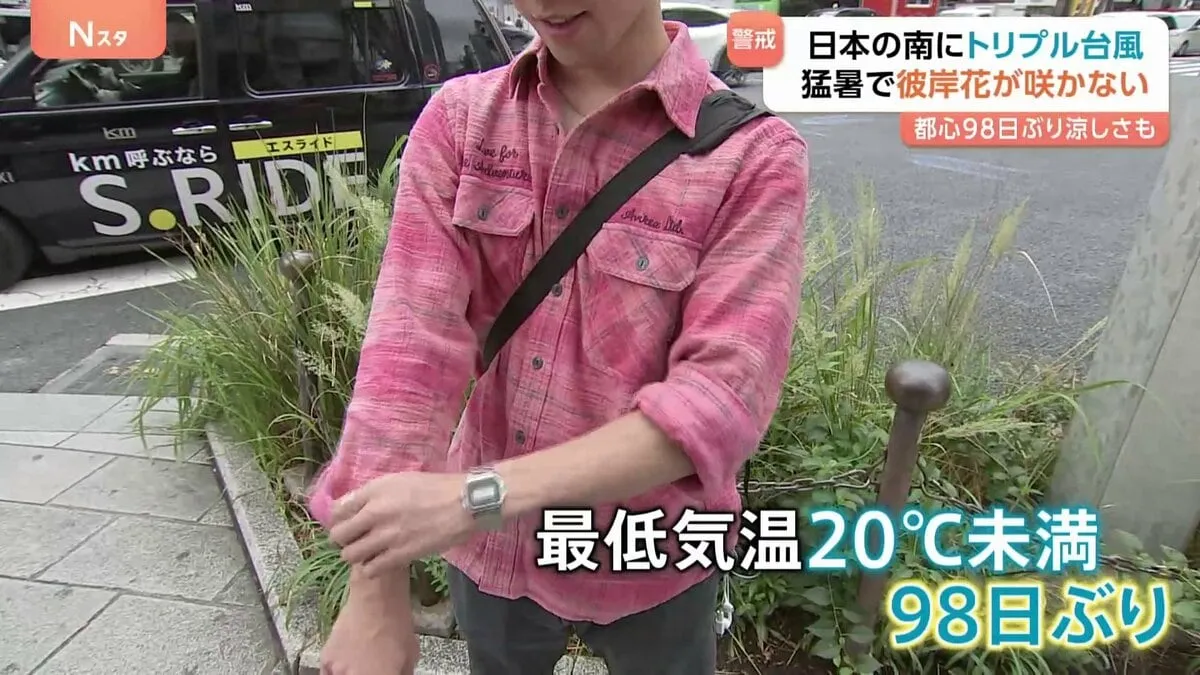 東京で“98日ぶりの涼しい日”も…59年ぶり同日トリプル台風発生「まだ気温の高い状態が続く」
