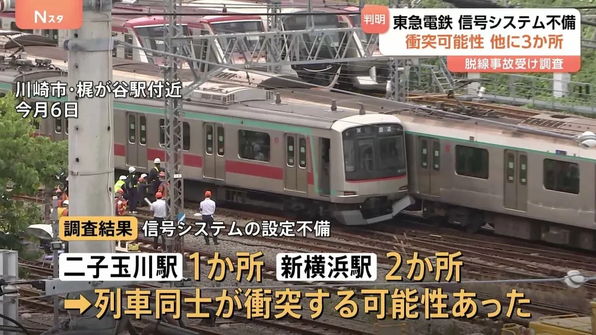 東急電鉄、列車同士の衝突事故　同様の信号システム設定不備「二子玉川駅」「新横浜駅」でも
