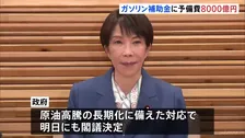 ガソリン補助金に今年度予備費から8000億円程度を支出へ　原油高騰の長期化に備えた対応