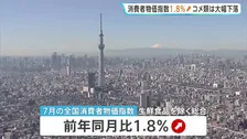 7月の全国消費者物価指数1.8％上昇　59か月連続の増加　緑茶や輸入牛肉が上昇　コメ類は大幅下落